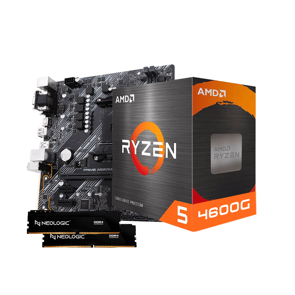 Kit Upgrade AMD Ryzen 5 4600G, Placa Mãe A520M, 32GB DDR4, Neologic - NLI84635