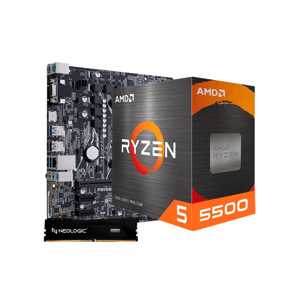 Kit Upgrade AMD Ryzen 5 5500, Placa Mãe A320M 8GB DDR4, Neologic - NLI84567