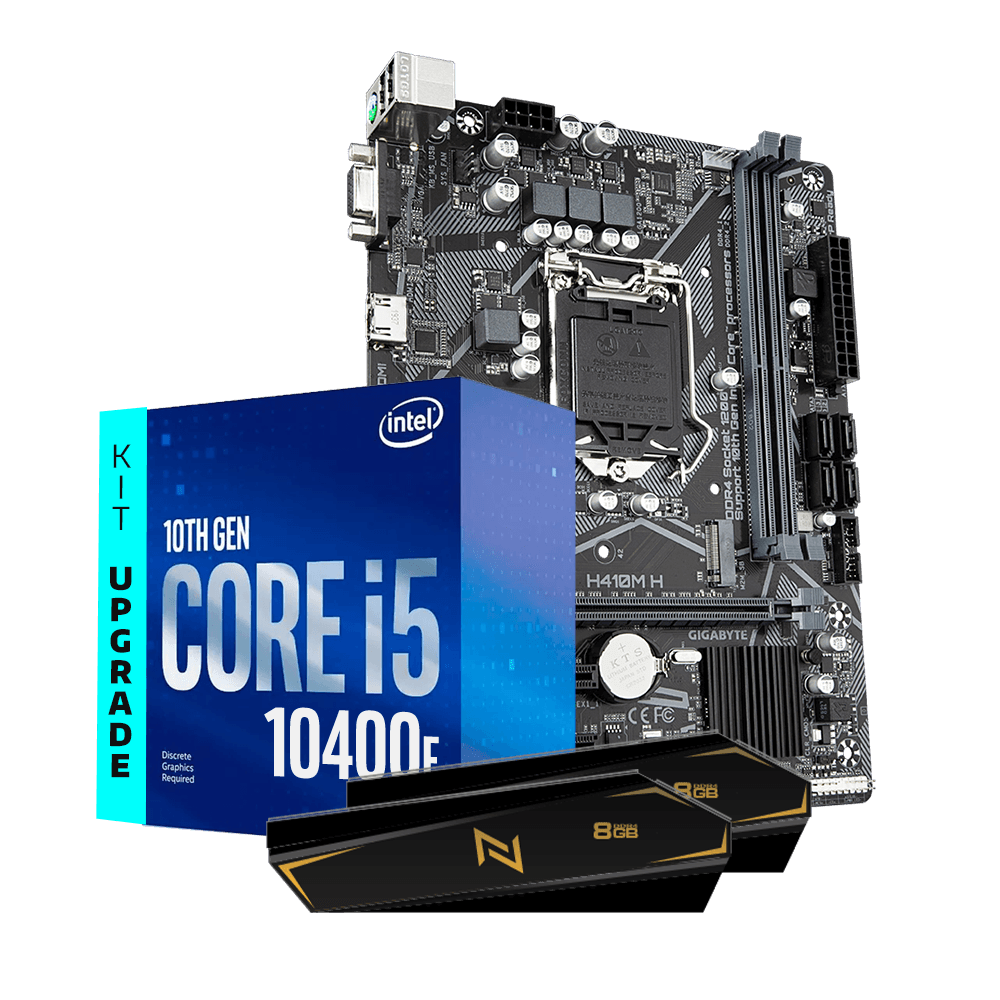 Kit Upgrade Intel Core I5-10400F 2.9ghz, Placa Mae Gigabyte H410M-H Ultra Durable, Memoria Neologic 16GB (2X8GB) 3200MHZ, Neologic - NLI83099