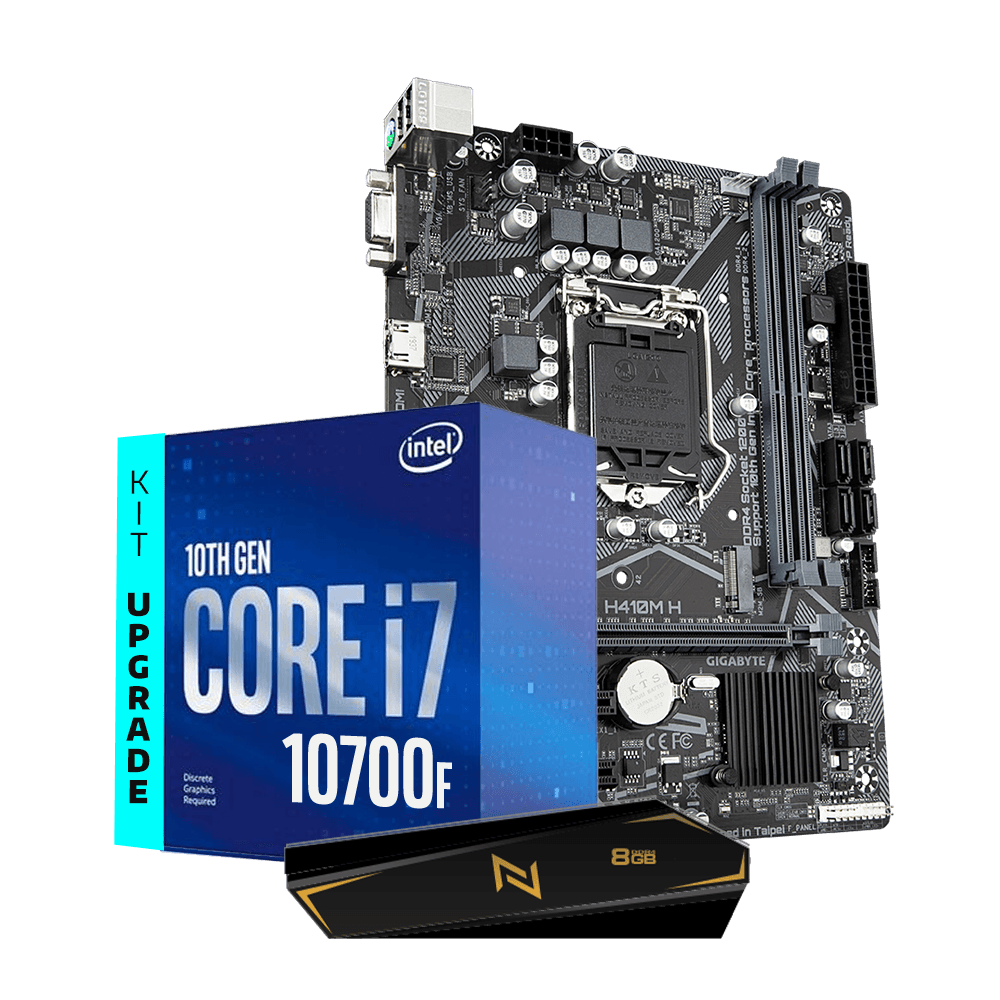 Kit Upgrade Intel Core I7-10700F 2.9ghz, Placa Mae Gigabyte H410M-H Ultra Durable, Memoria Neologic 8GB 3200MHZ, Neologic - NLI83100