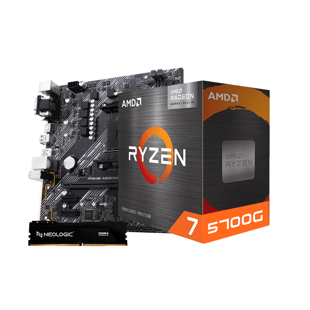 Kit Upgrade AMD Ryzen 7 5700G, Placa Mãe A320M 8GB DDR4, Neologic - NLI84583