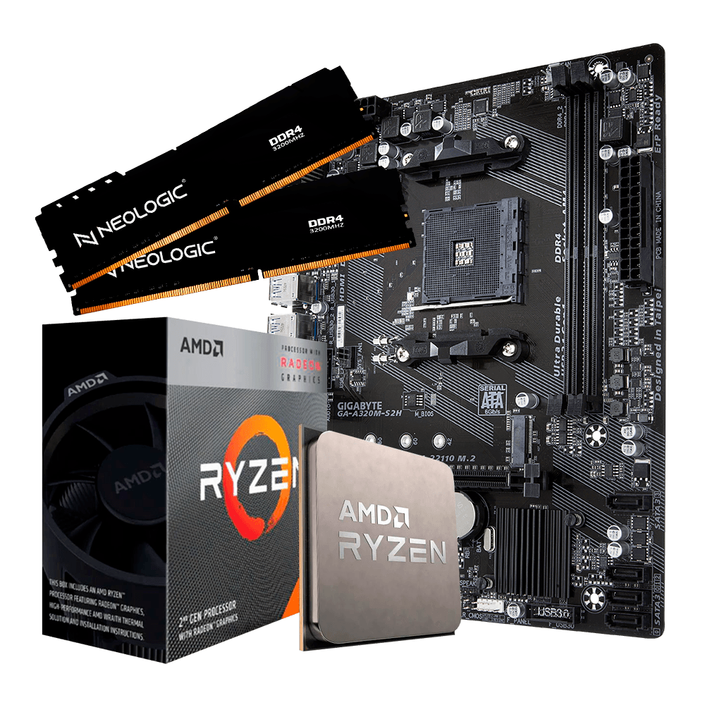 Kit Upgrade AMD Ryzen 3 3200G, Placa Mãe A320, 16GB DDR4, Neologic - NLI84294
