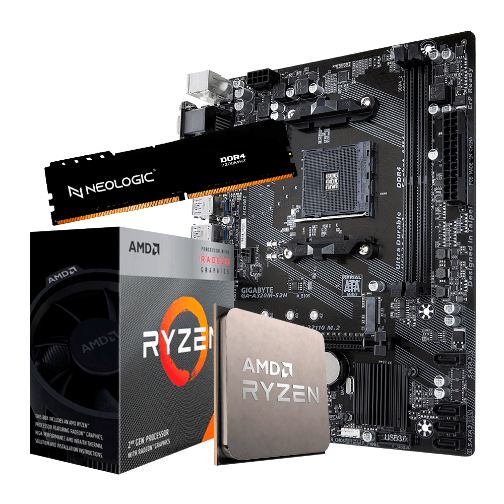 Kit Upgrade AMD Ryzen 3 3200G, Placa Mãe A320, 8GB DDR4, Neologic - NLI84293