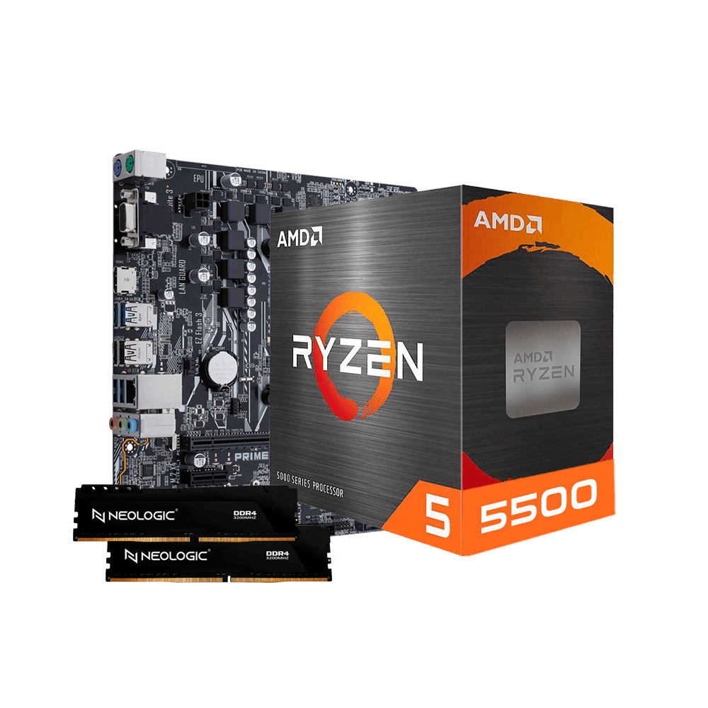 Kit Upgrade AMD Ryzen 5 5500, Placa Mãe A320M 16GB DDR4, Neologic - NLI84569