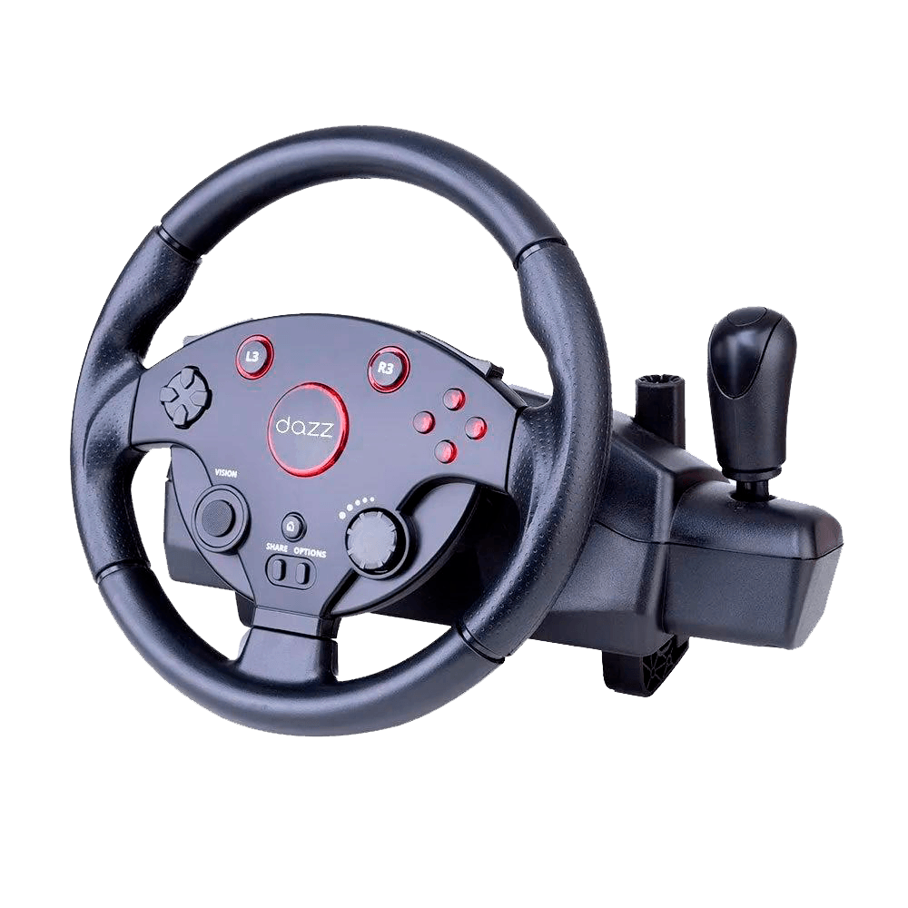Volante Dazz Force Driving, Com Pedal, para Pc, Ps3, Ps4, Xbox One, Xbox 360, Preto - 62000152