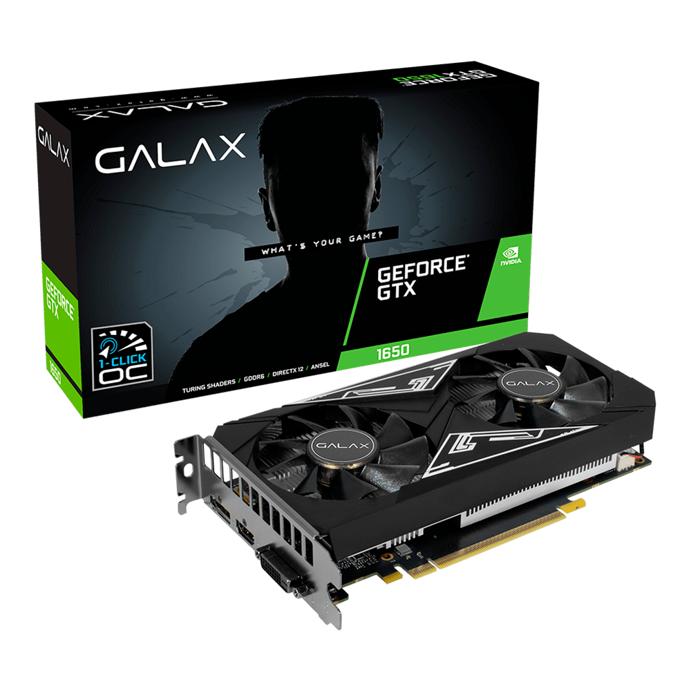 Placa de Vídeo Galax Geforce GTX 1650, EX Plus 1-Click OC, 4GB GDDR6, 128 Bits - 65SQL8DS93E1