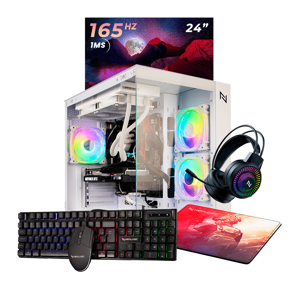 Pc Gamer Completo Intel i5-12400F 16GB 3200MHZ (RTX 3050 6GB) SSD 480GB M.2 NVME, 600w 80 Plus, Monitor 24 165HZ 1MS, Water Cooler 240m - NLI87223